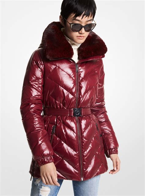 michael kors puffer jacket with belt|michael kors packable puffer jacket.